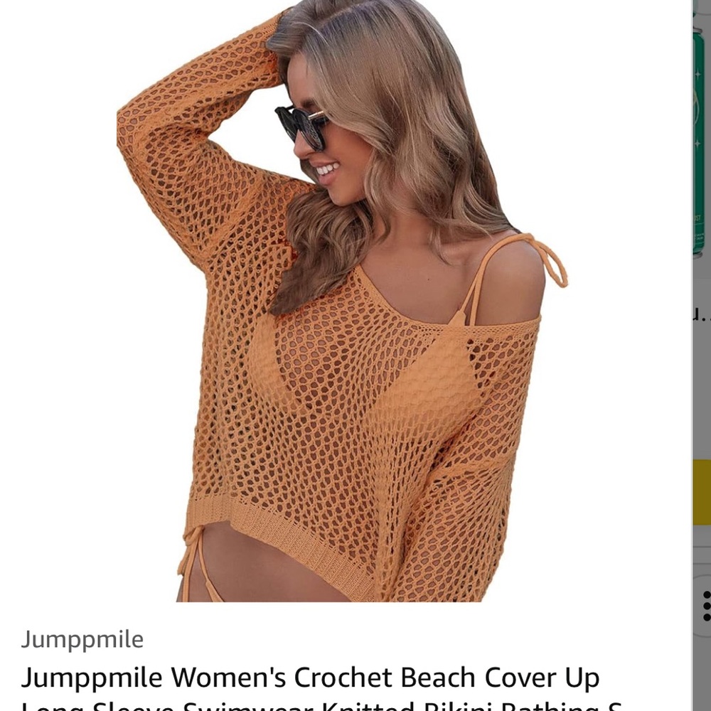 Bathing suit cover up, mint green crochet